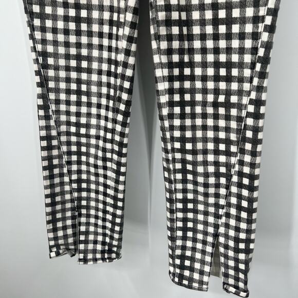 Paige Hoxton Straight Ankle Jeans Split Hem City Gingham - Picture 5 of 9